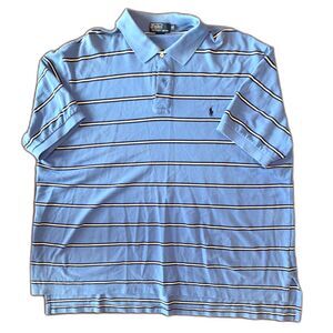 Polo Ralph Lauren 3XB Big Polo Shirt Stripe Light Blue White Black Cotton